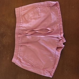 LOFT Pink Ruffled Running Short with pockets